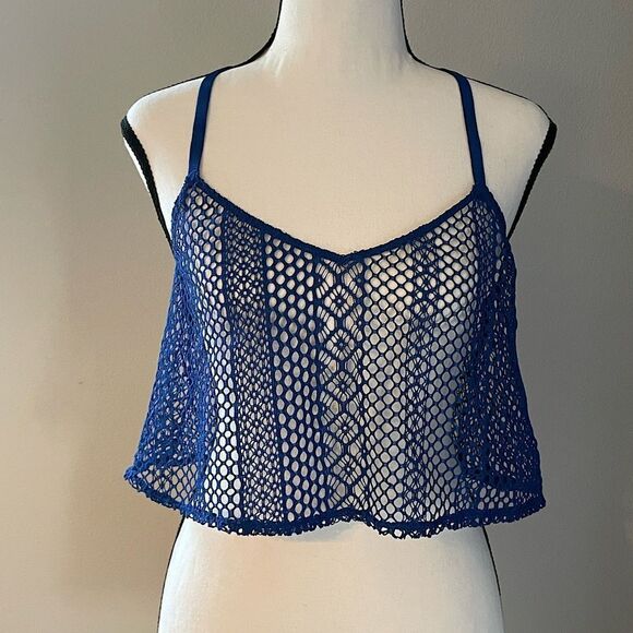 New! Victoria’s Secret Blue Knit Adjustable-Strap Crop Top. Size Small. - Picture 1 of 7